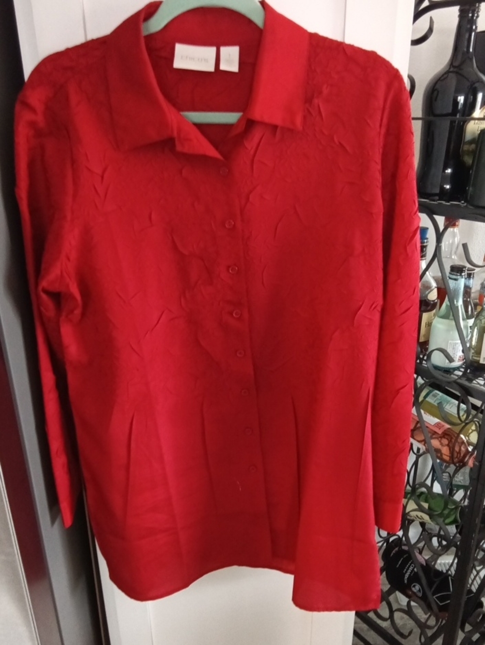 Chico's Red Long-Sleeve Button-Down Shirt